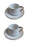 2 Person Porcelain Gilded Coffee Cup White Fin750