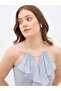 Solid Ruffle Detail Sleeveless A-Line Maxi Dress - 4