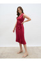 Sleeveless Pleated A-Line Wrap Midi Dress - 3