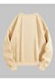 Autumn Leaves Printed Crew Neck Beige Sweatshirt - 2