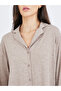 Women Beige Melange Shirt and Wide Leg Pyjama Set - 3
