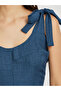 Solid Sleeveless Round Neck A-Line Midi Dress - 3