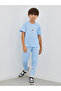 Boys Blue Solid Badge Detail T-Shirt and Joggers Set