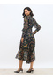 All-Over Print Asymmetric Hem Wrap Midi Dress - 5