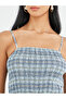 Checked Print Ruffled Detail Strappy Maxi Dress - 4
