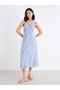 Floral Print Halter Neck Sleeveless Midi Dress - 3