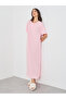 Solid Button Neck Round Neck Nightdress
