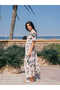 Floral Printed Cotton Maxi Dress with Button Detail - 4