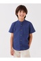 Lcw Kids Navy Blue Judge Collar Linen Blended Boy's Shirt