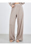 Women Beige Melange Shirt and Wide Leg Pyjama Set - 4