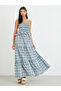Checked Print Ruffled Detail Strappy Maxi Dress - 2