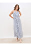 Solid Ruffle Detail Sleeveless A-Line Maxi Dress - 2