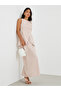 Solid Mid Rise Linen Maxi Skirt