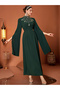 Embellished High Neck Cape Sleeve Maxi Dress - 2