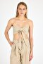 Women's Linen Crop Top Beige - 3