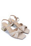 Women's Vegan Beige Heeled Shoes - 2