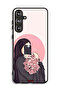 غطاء حماية لهاتف Samsung Galaxy M55 5G مع فن التقاط صور سيلفي أثناء حمل الزهور