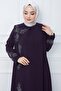 Plus Size Mother Dress with Leaf Stones Purple Ss2350 - 4