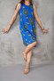 Women's Navy Blue Ethnic Patterned Sleeveless Viscose Mini Dress