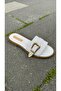 Buckle Detailed Daily Women's Slippers White - 2