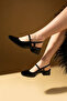 Kindep Closed Toe Low Thick Heeled Women's Shoes Black - 3