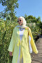 Women's Butter Yellow Binding Detailed Flam Linen Kimono - 2