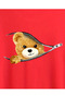 Zippered Bear Printed Red Black Unisex Summer T-Shirt and Shorts Set - 3