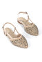 Kindep Mirror Stone Detailed Closed Toe Women's Straw Ballerinas Ten
