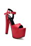 Kindep High Heels (18 cm) Platform (7 cm) Women's Shoes Red - 3