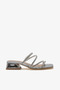 Kindep Narcissus Stone Piping Detailed Short Heeled Women's Evening Dress Slippers Silver - 2