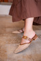 Pangu Gold Belt Detailed Straw Women's Slippers - 2