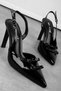 Laury Women's Ribbon Detailed Open Back Pointed Toe Heeled Shoes 4076 - 6