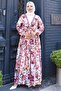 Floral Patterned Tie-Up Skirt Suit Pink Hm2768 - 5