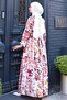 Floral Patterned Tie-Up Skirt Suit Pink Hm2768 - 6