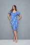 Summer Blue Rug Pattern Watermelon Sleeve Slit Detail Wrap Dress