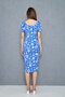 Summer Blue Rug Pattern Watermelon Sleeve Slit Detail Wrap Dress - 7