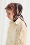 Lotus Pattern Soft Scarf - Dark Brown - 3