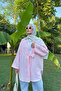 Women's Pink Tie Detail Flam Linen Kimono