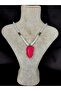 Owl Figured Natural Stone Necklace – Pink Symbol – Handmade Special Design