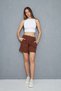 Women's Summer Bitter Brown Color Muslin Fabric Pocket Detailed Comfortable Spacious Shorts