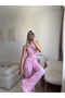 Halter Ribbed Double Set - Pink - 3