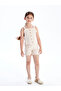Ecru Strappy Girl's Blouse and Shorts 2-Piece