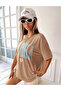 Oversize Beige "Aloha" Printed T-Shirt – Women's Relaxed Fit Summer - 4
