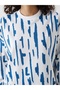 Lcw Modest Blue Crew Neck Print Women's Sweatshirt Tunic - 3