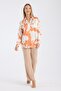 Patterned Oversize Loose Satin Shirt - 3