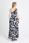 Black-Beige One Shoulder Patterned Maxi Dress 231660 - 5