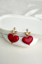 Metal Red Acrylic Dangle Heart Earrings (3cm) - 3
