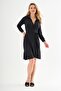 Collar Detailed Waist Belted Flounced Dress - 2