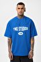 Oversize Printed Jersey T-Shirt Cobalt Blue