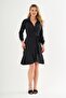 Collar Detailed Waist Belted Flounced Dress - 4